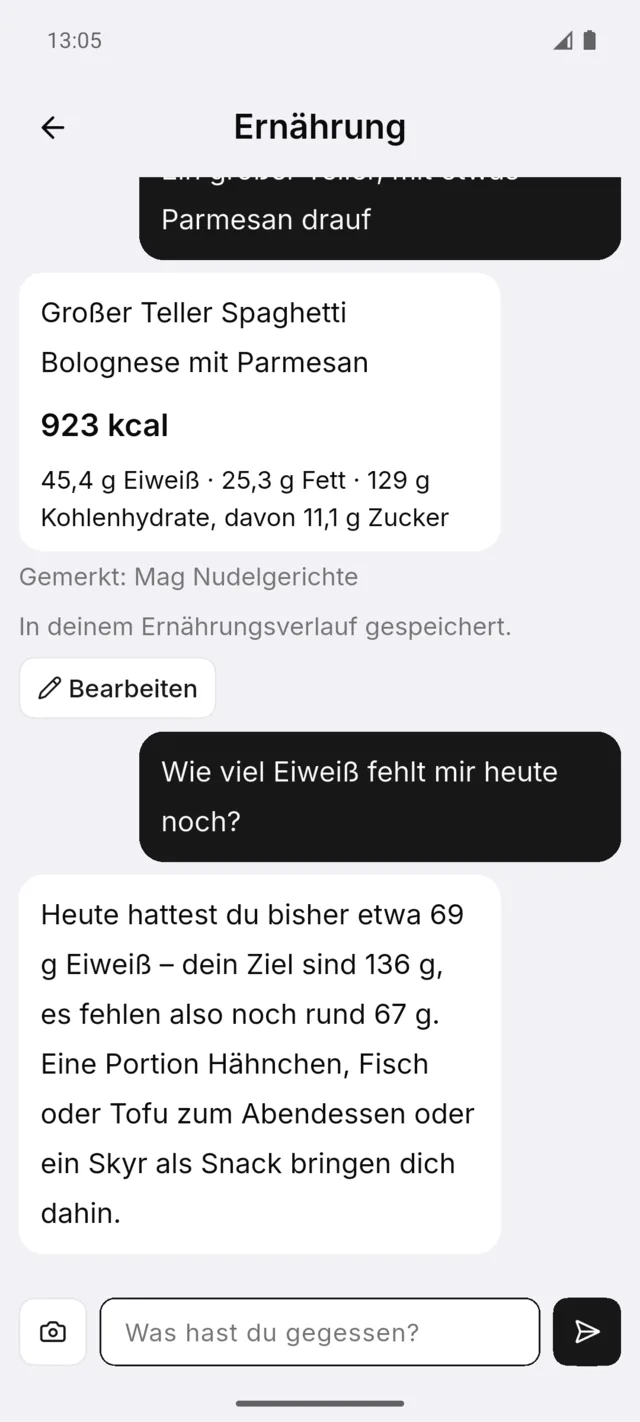 Die KI beantwortet, wie viel Eiweiß heute noch fehlt